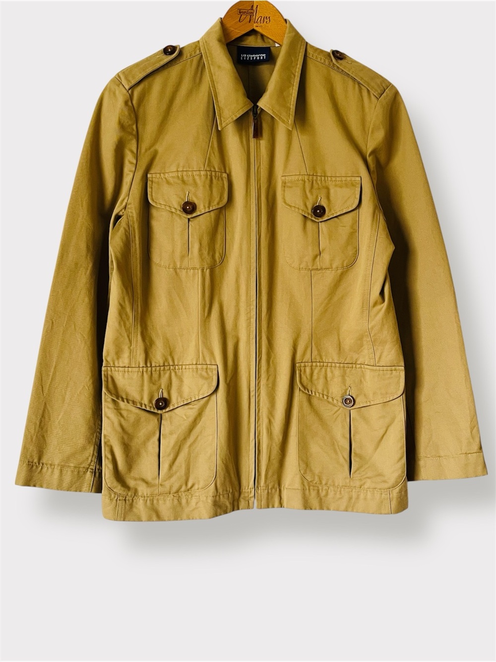 Vintage Liz Claiborne Lizsport Tan Cotton Safari Field Jacket Size 6 - Picture 2 of 14